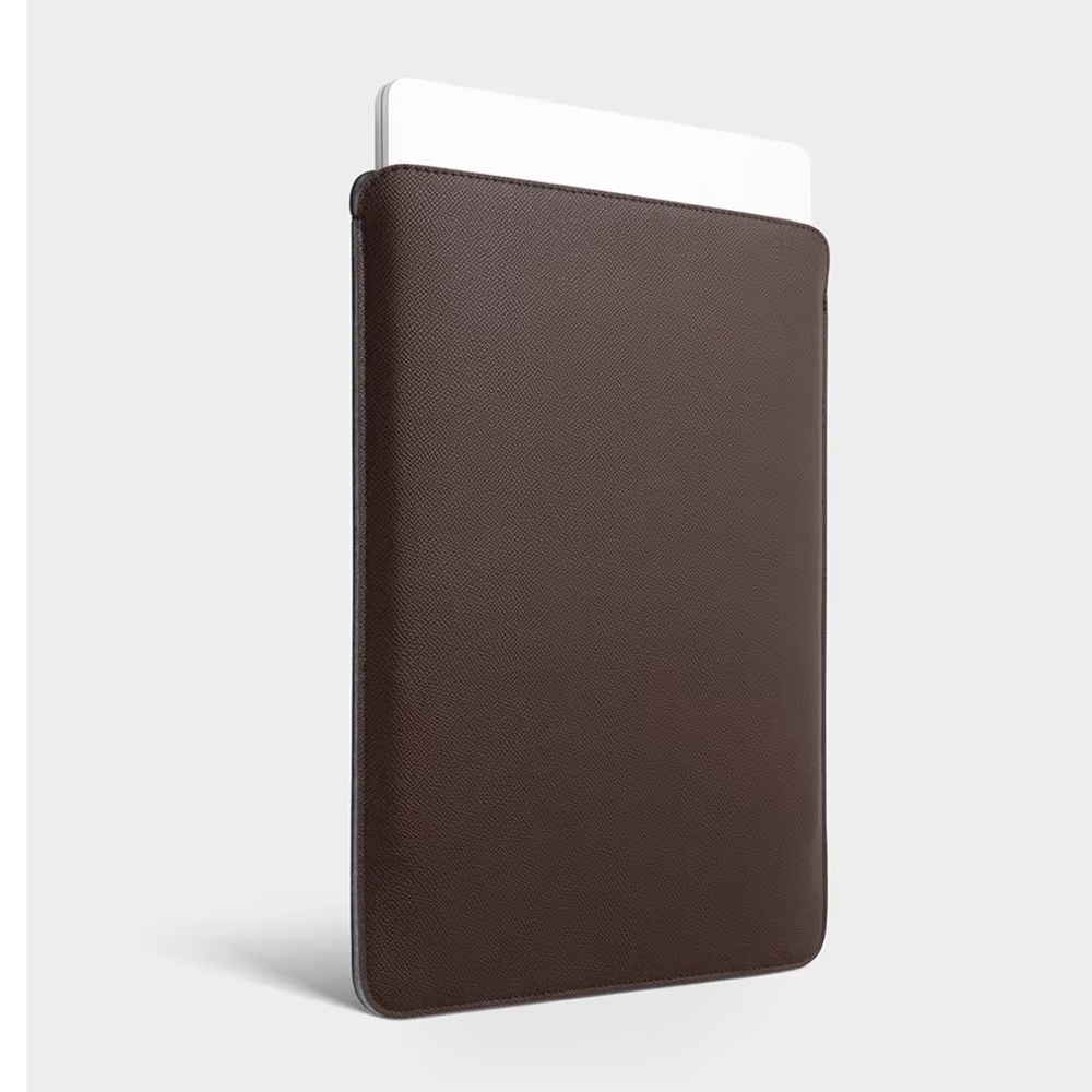 MacBook 13” Protective Sleeve Water-Resistant Faux Leather-COFFEE BROWN